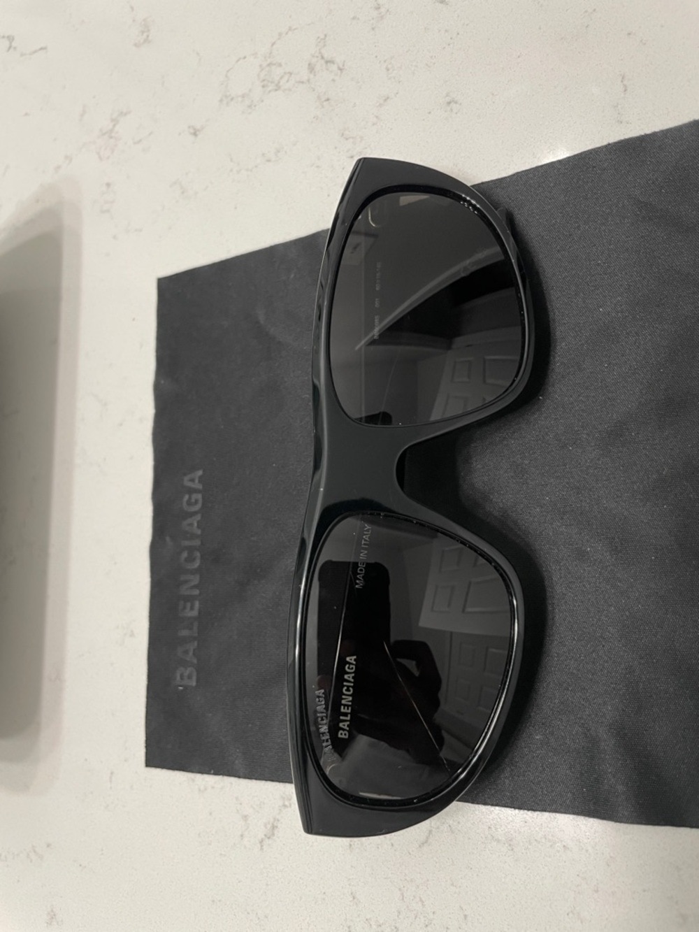 Balenciaga Glossy Black Wrap Sunglasses